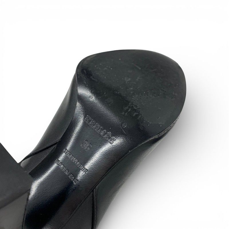 Hermes Short Boots Shoes Leather Black Silver Kelly