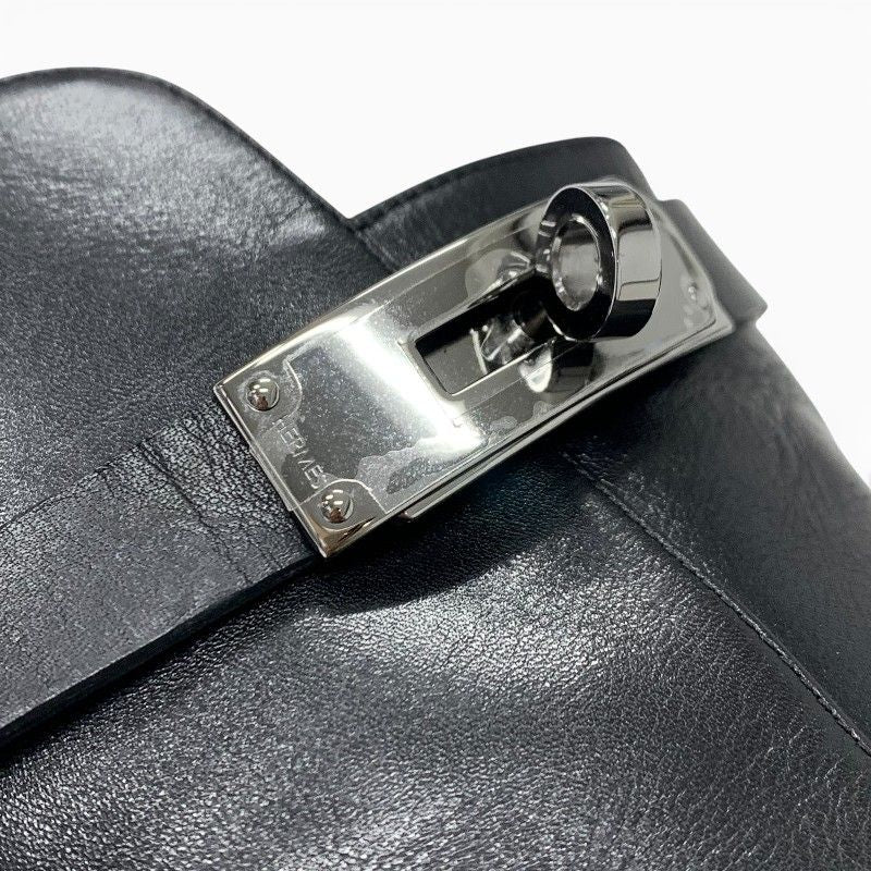 Hermes Short Boots Shoes Leather Black Silver Kelly