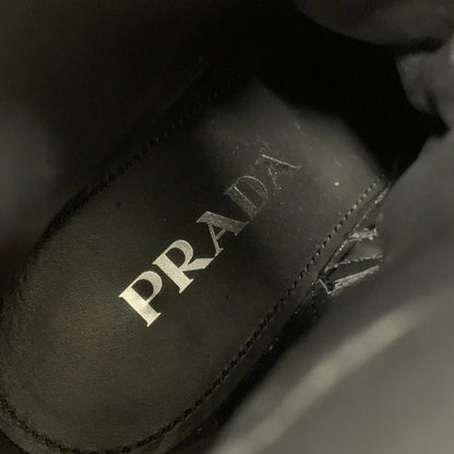 Prada Re-Nylon Short Boots Shoes Leather Black Triangle Logo
