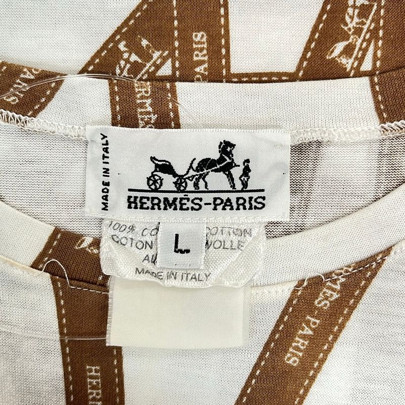Hermes Short Sleeve T-Shirt L White Beige