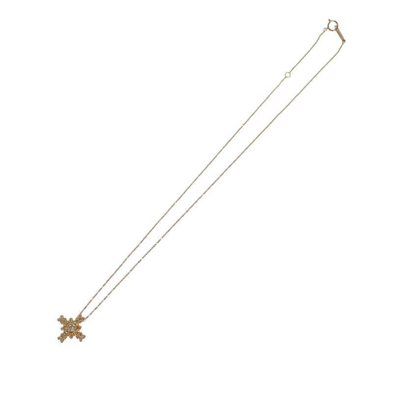 Saint Laurent Yves Cross Necklace Pendant 18k Yellow Gold Diamond YSL