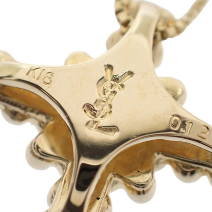 Saint Laurent Yves Cross Necklace Pendant 18k Yellow Gold Diamond YSL