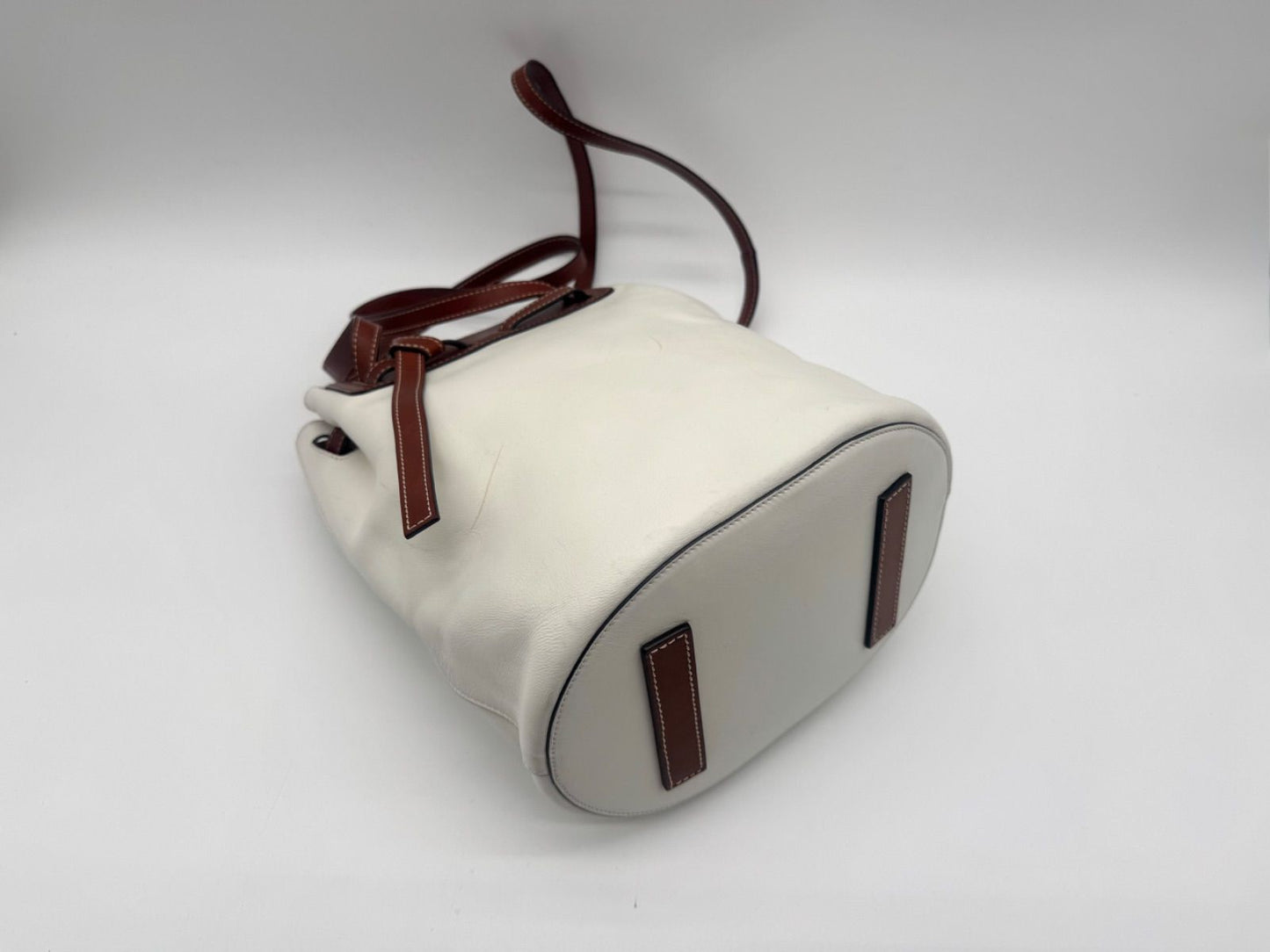 Loewe Shoulder Bag Lazo Bucket Leather White Brown — view 6