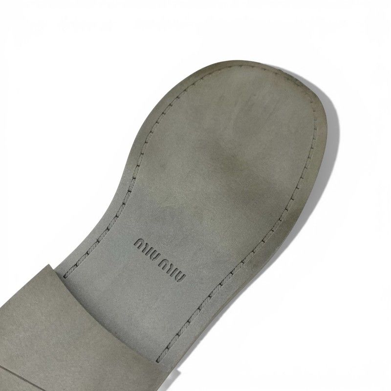 Miu Miu Miu Loafers Leather Shoes Black Gold Logo Coin Penny