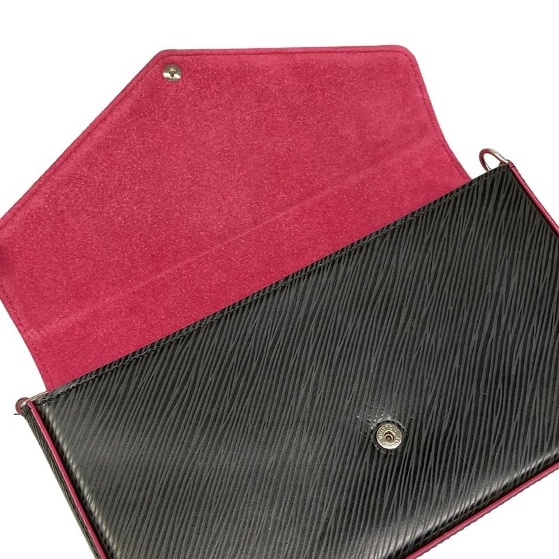 Louis Vuitton Wallet Epi Pochette Felice Noir Hot Pink Leather