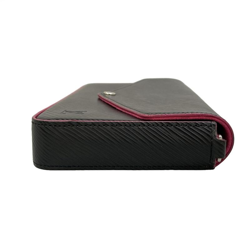 Louis Vuitton Wallet Epi Pochette Felice Noir Hot Pink Leather