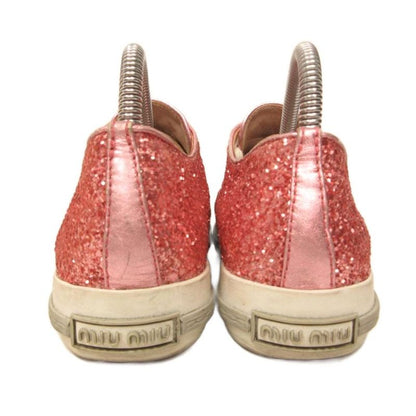 Miu Miu Miu Glitter Low Cut Sneakers Shoes Bijou 36 Pink