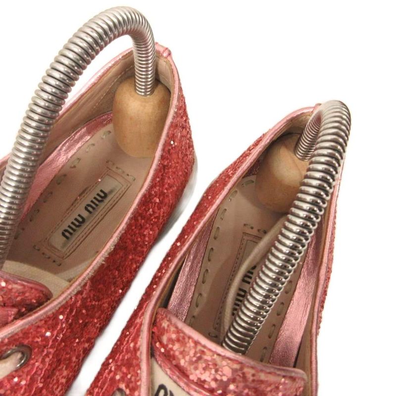 Miu Miu Miu Glitter Low Cut Sneakers Shoes Bijou 36 Pink