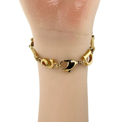 Dior Chain Bracelet Logo Paris Gold