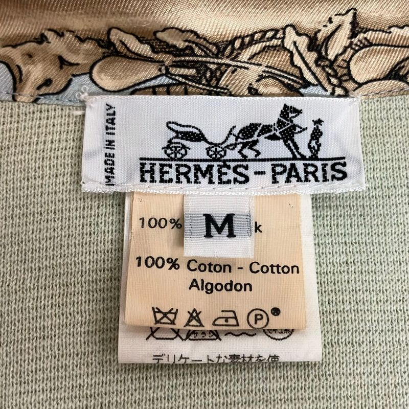 Hermes Short Sleeve Polo Shirt M Light Blue Light Green Silk Knit