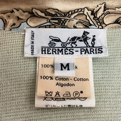 Hermes Short Sleeve Polo Shirt M Light Blue Light Green Silk Knit