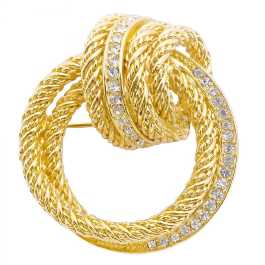 Dior Brooch Rope Gold Plated Line Stone