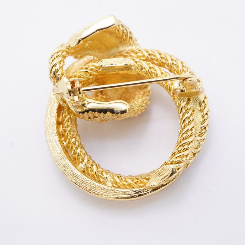 Dior Brooch Rope Gold Plated Line Stone
