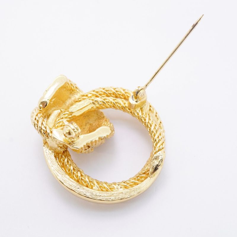 Dior Brooch Rope Gold Plated Line Stone