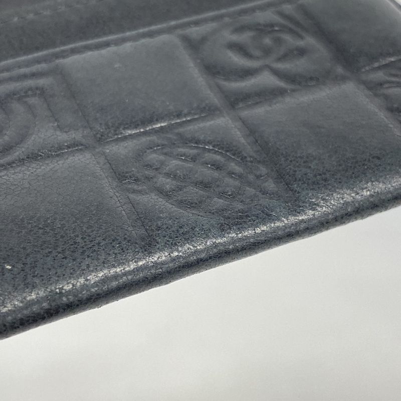 Chanel Card Case Icon Lambskin Black Silver