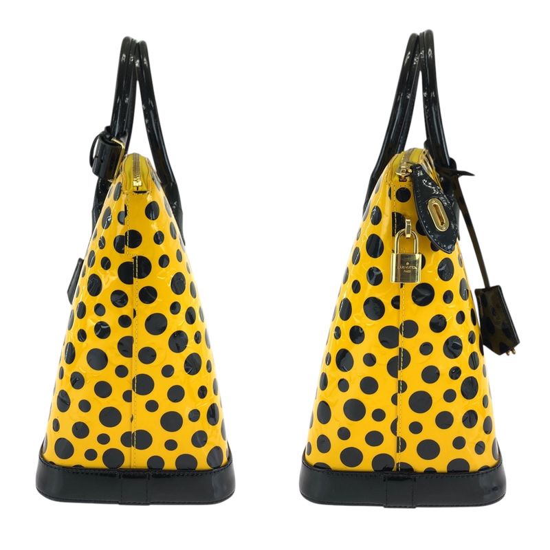 Louis Vuitton Lockit MM Jaune Yellow Black Patent Leather Handbag