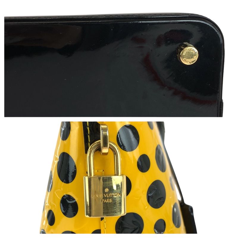 Louis Vuitton Lockit MM Jaune Yellow Black Patent Leather Handbag