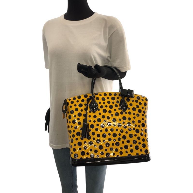 Louis Vuitton Lockit MM Jaune Yellow Black Patent Leather Handbag