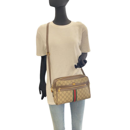 Gucci Sherry Line Ophidia Beige GG Supreme Canvas Leather Shoulder Bag