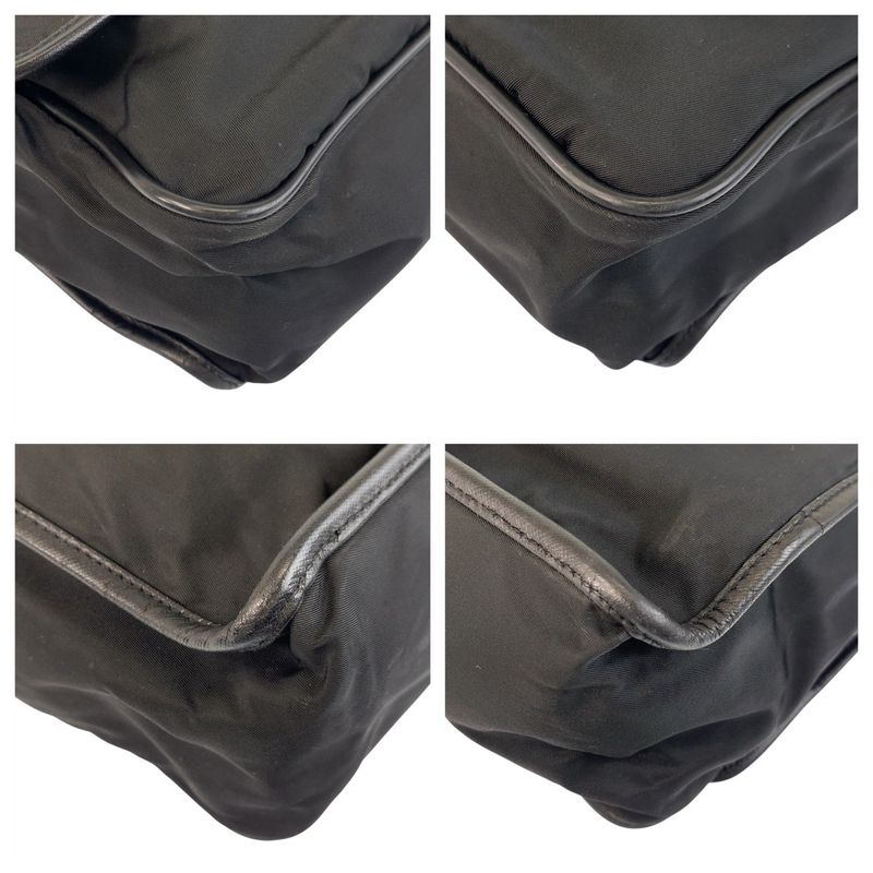 Prada Tessuto Black Silver Nylon Shoulder Bag