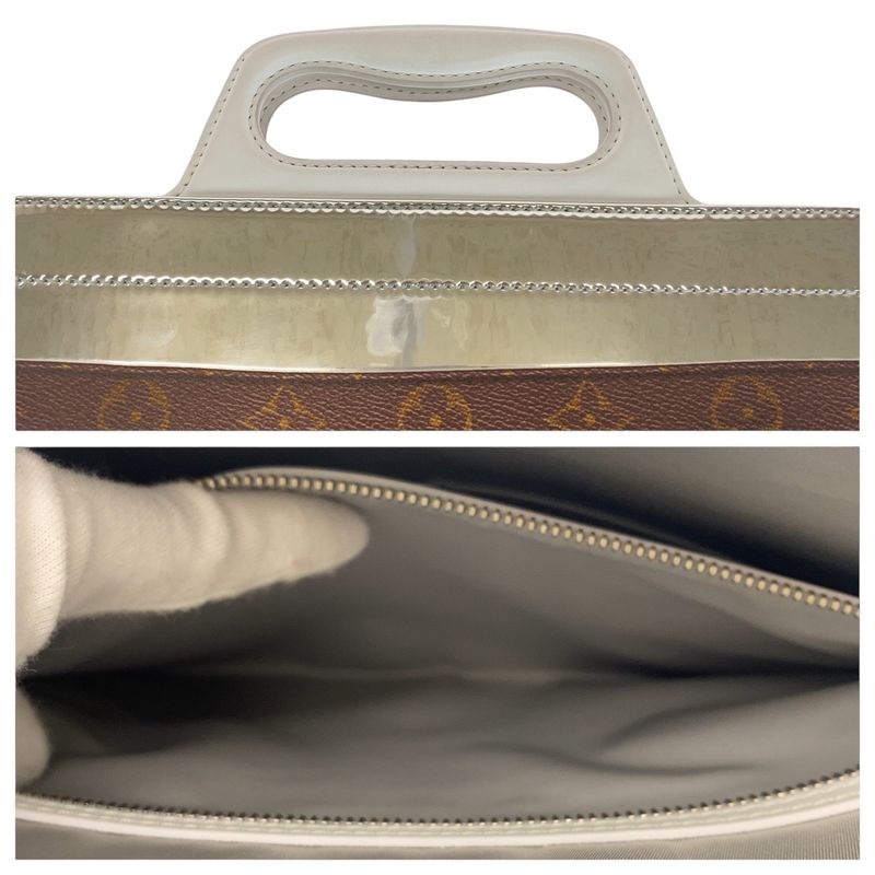 Louis Vuitton Monogram Freeza Sac Plat Brown Silver Tote Shoulder Bag 2-Way