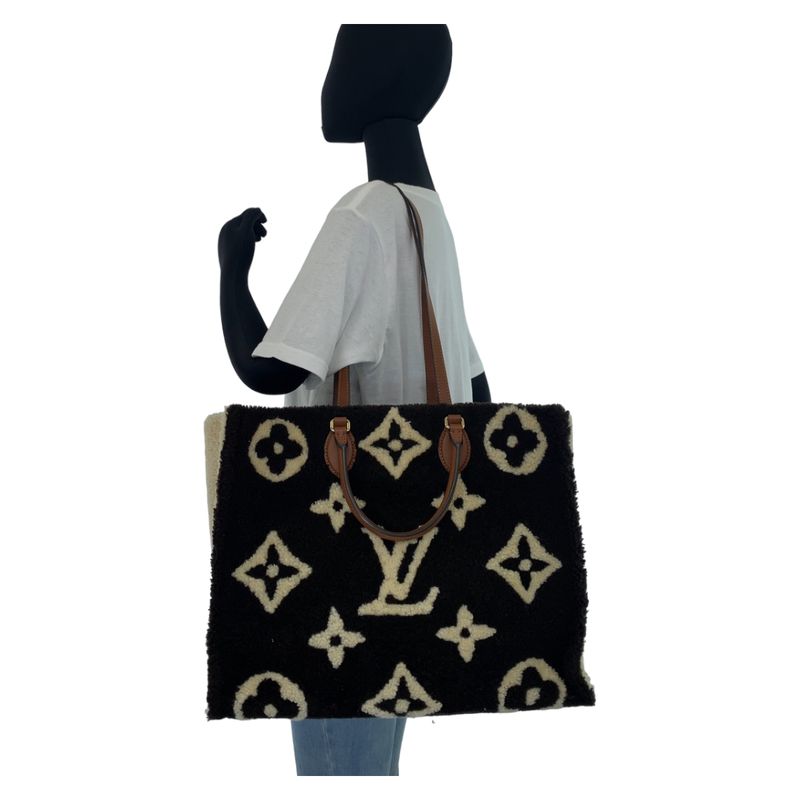 Louis Vuitton Monogram Teddy on the Go GM Black White Shoulder Bag Tote 2-Way