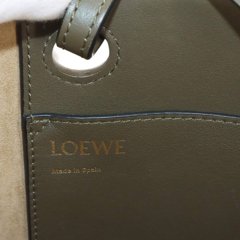 Loewe Anagram Mini 2-Way Tote Shoulder Bag Leather Khaki