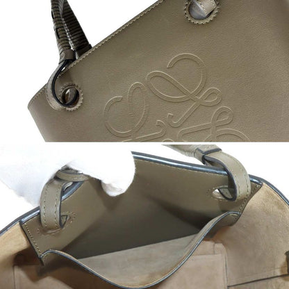 Loewe Anagram Mini 2-Way Tote Shoulder Bag Leather Khaki