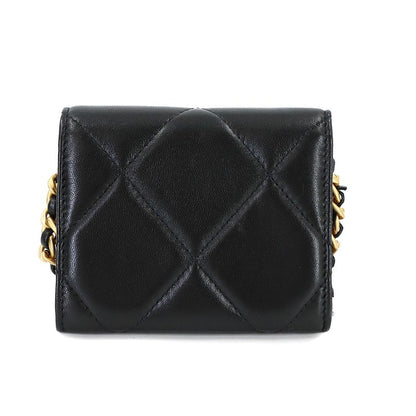 Chanel 19 Flap Coin Purse Chain Case Leather Black