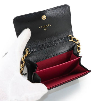 Chanel 19 Flap Coin Purse Chain Case Leather Black