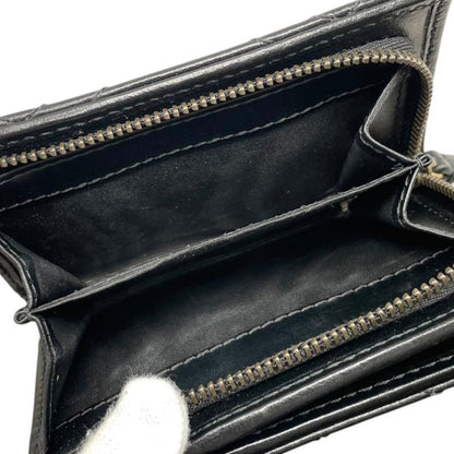 Gucci Bifold Wallet Double Quilted Leather Logo Black Gold