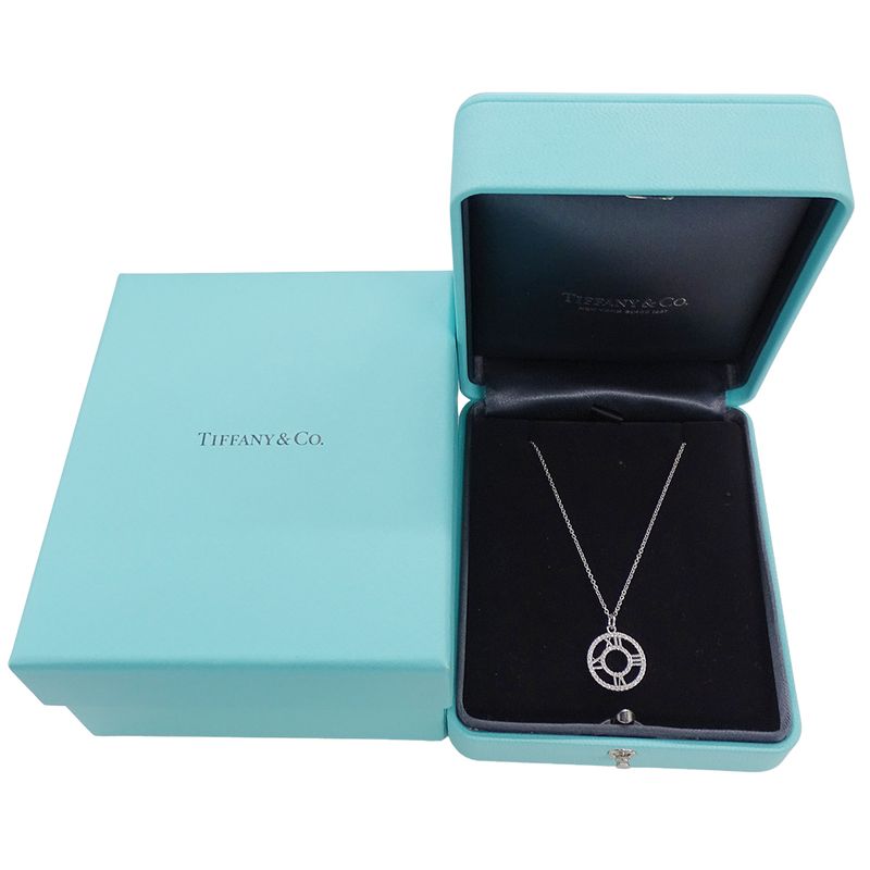 Tiffany & Co Necklace Diamond Atlas Open Medallion White Gold Polished