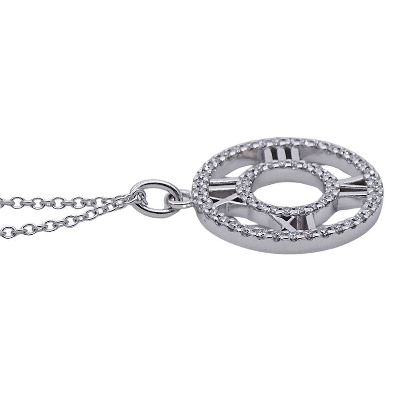 Tiffany & Co Necklace Diamond Atlas Open Medallion White Gold Polished