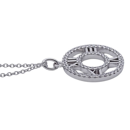 Tiffany & Co Necklace Diamond Atlas Open Medallion White Gold Polished