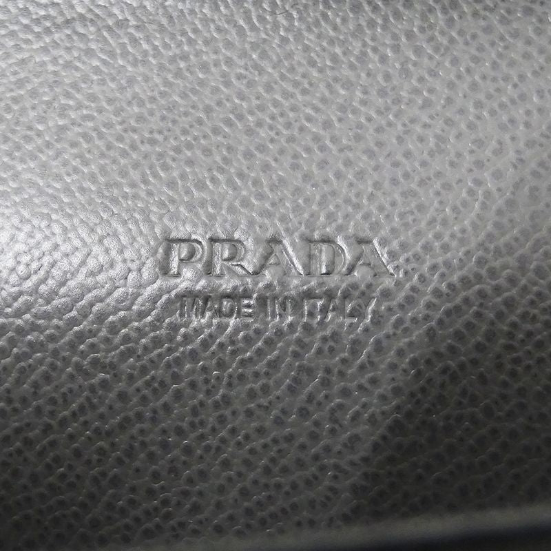 Prada Wallet Leather Black Zip Around Logo
