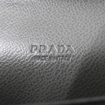 Prada Wallet Leather Black Zip Around Logo