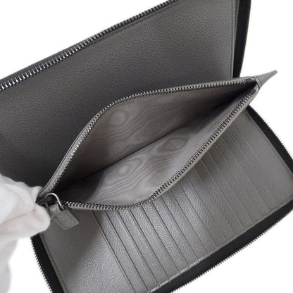 Prada Wallet Leather Black Zip Around Logo