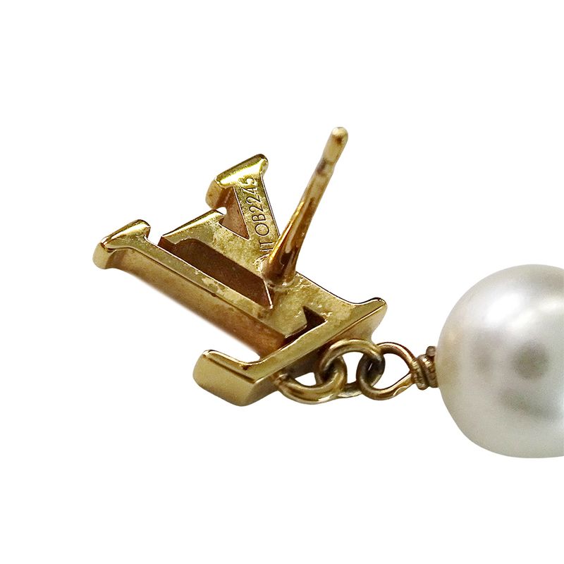 Louis Vuitton Earrings LV Iconic a Faux Pearl Gold Fashionable