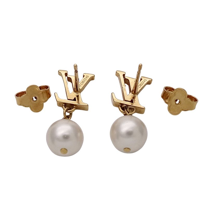 Louis Vuitton Earrings LV Iconic a Faux Pearl Gold Fashionable