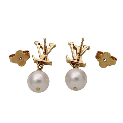Louis Vuitton Earrings LV Iconic a Faux Pearl Gold Fashionable