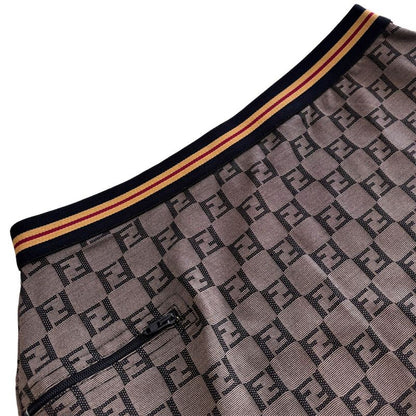 Fendi Zucca Pattern Knee Length Stretch Skirt Brown 40