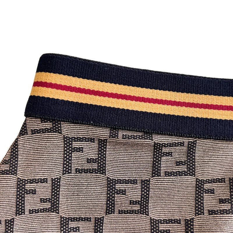Fendi Zucca Pattern Knee Length Stretch Skirt Brown 40