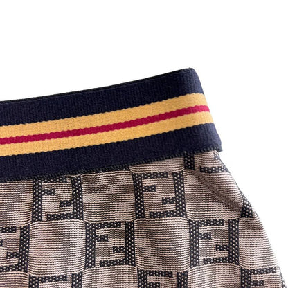 Fendi Zucca Pattern Knee Length Stretch Skirt Brown 40
