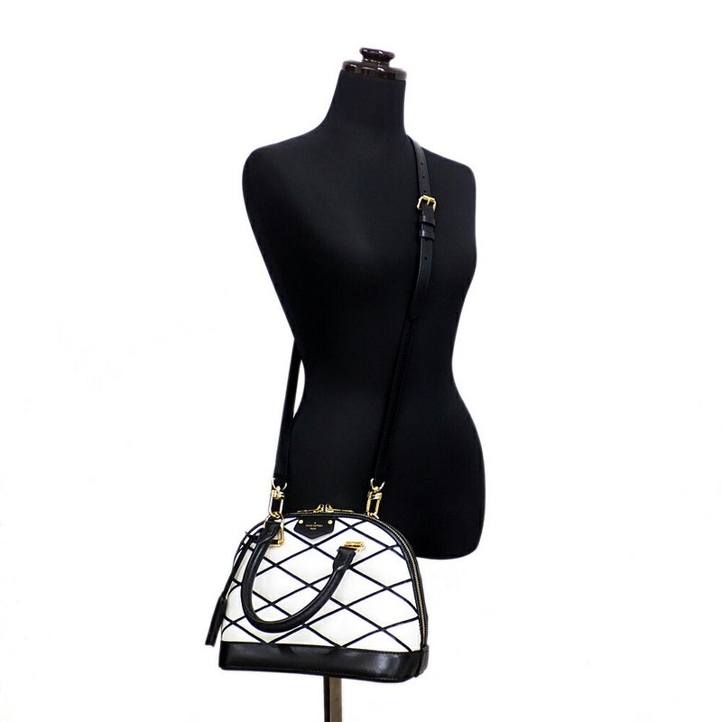 Louis Vuitton Alma BB Bubble Glam Leather White Black Quilted Gold 2-Way Bag