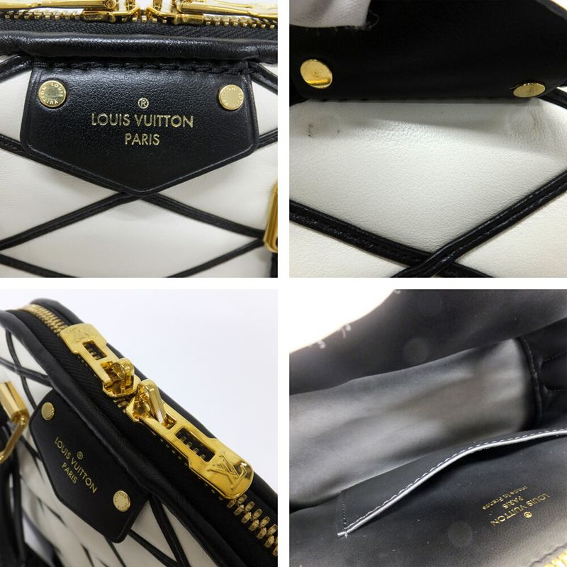 Louis Vuitton Alma BB Bubble Glam Leather White Black Quilted Gold 2-Way Bag