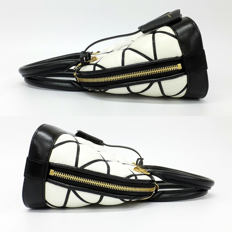 Louis Vuitton Alma BB Bubble Glam Leather White Black Quilted Gold 2-Way Bag