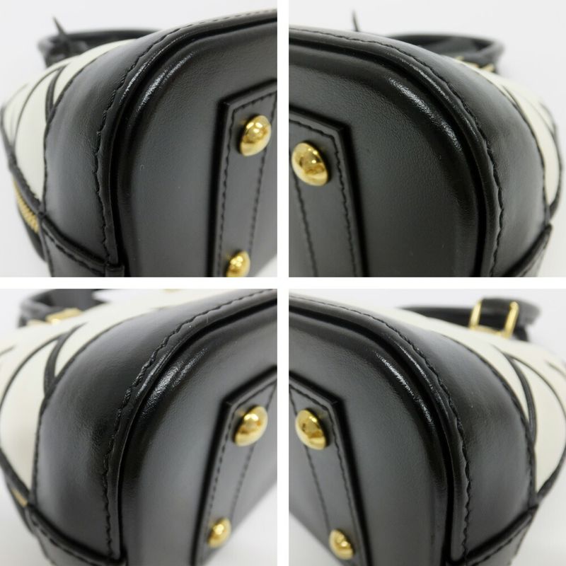 Louis Vuitton Alma BB Bubble Glam Leather White Black Quilted Gold 2-Way Bag