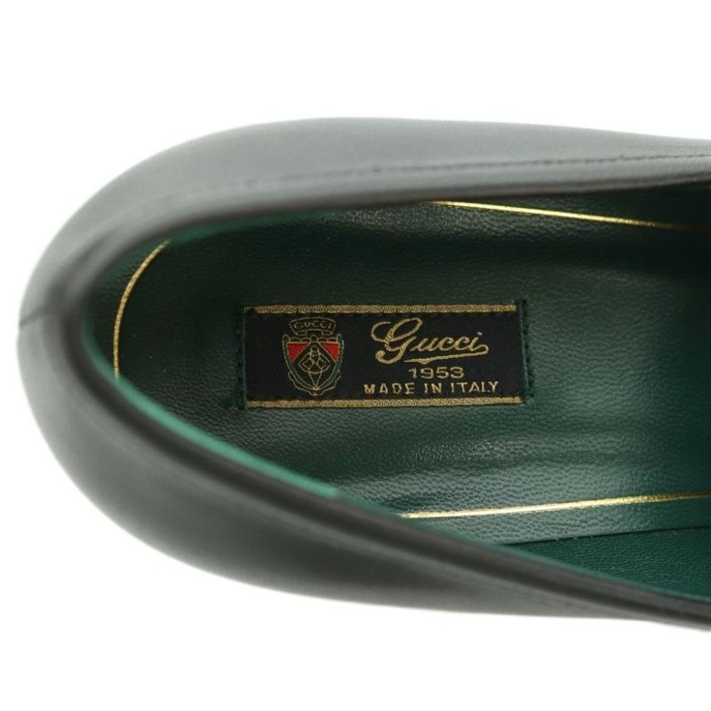 Gucci Horsebit Heel Loafers Moccasin Square Toe Block 36.5 Black
