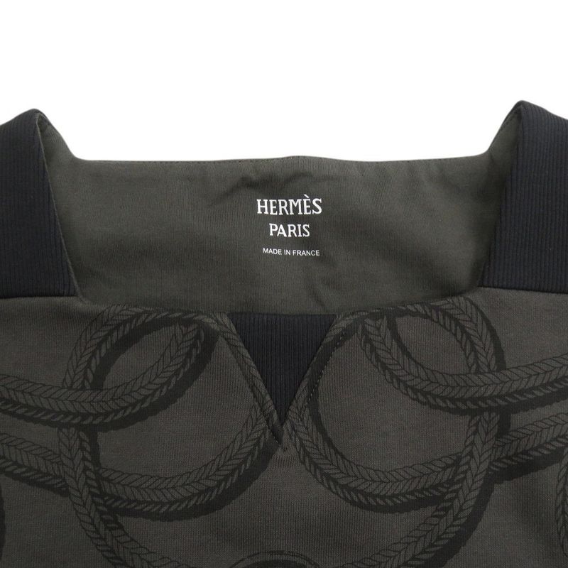 Hermes Palfuroire Mix 36 Cotton Dark Gray Black Sleeveless Dress