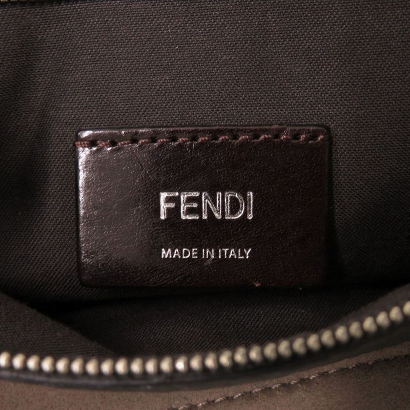 Fendi Roma Flat Tote Silver Leather Suede Gray Red Shoulder Bag